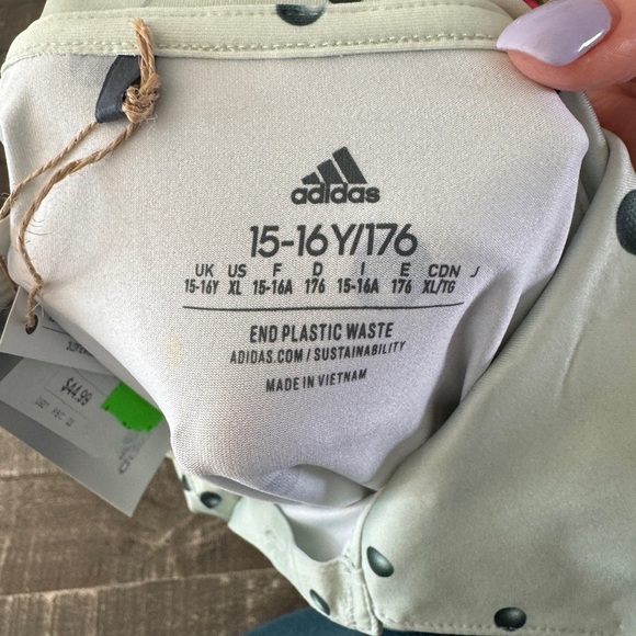 ADIDAS NWT Boys Ultimate365 print Golf Polo In Linen Green Size XL - Picture 4 of 6